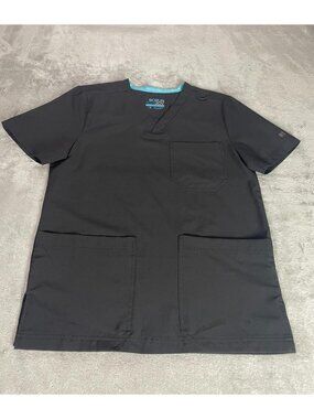 Scrub Joy Fit For All Black Scrub Top Women's XS V Neck Nurse Medical Uniform